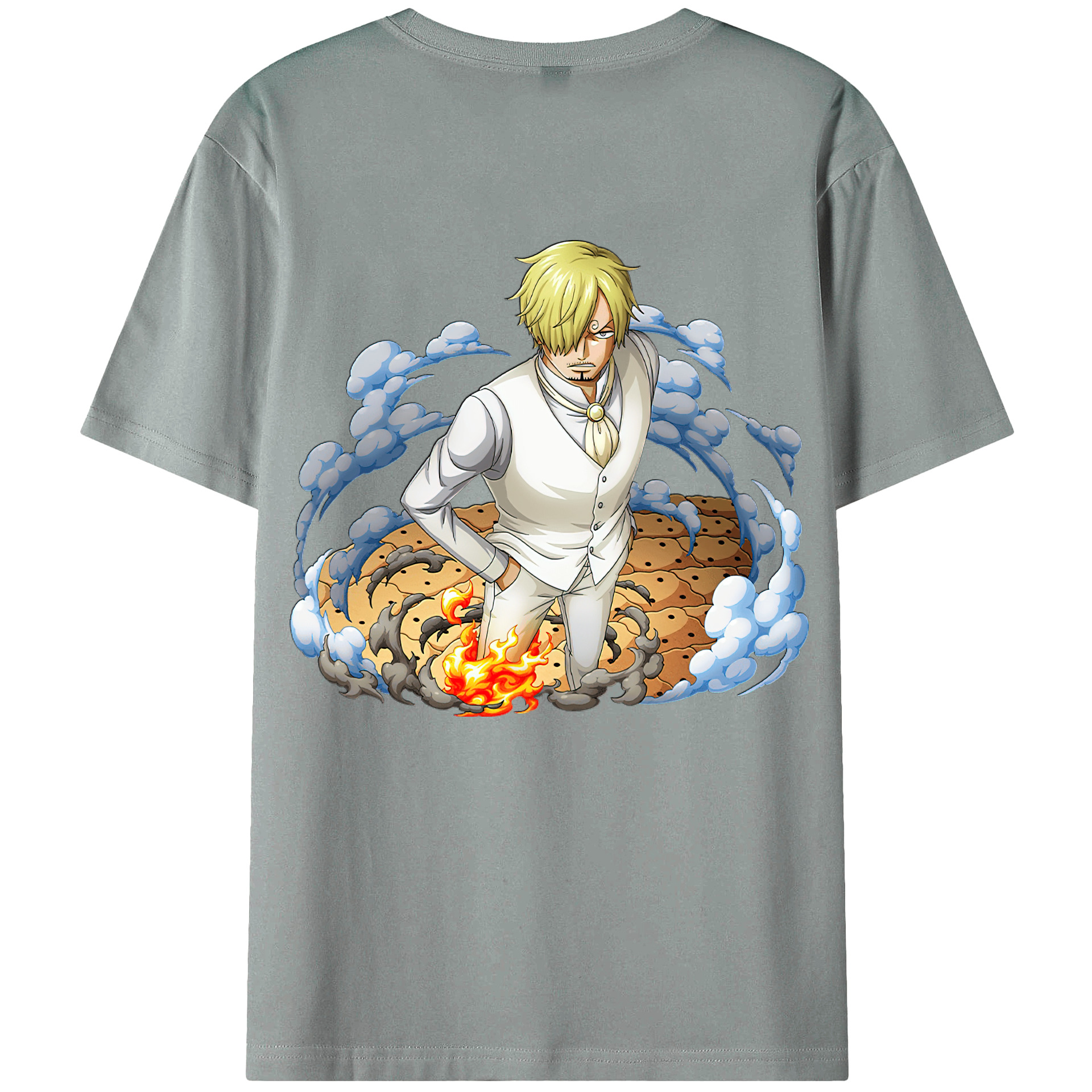 （画像用） ワンピース サンジ ONE PIECE Sanji 綿100％ メンズ半袖Tシャツ（バックプリント） 通気性